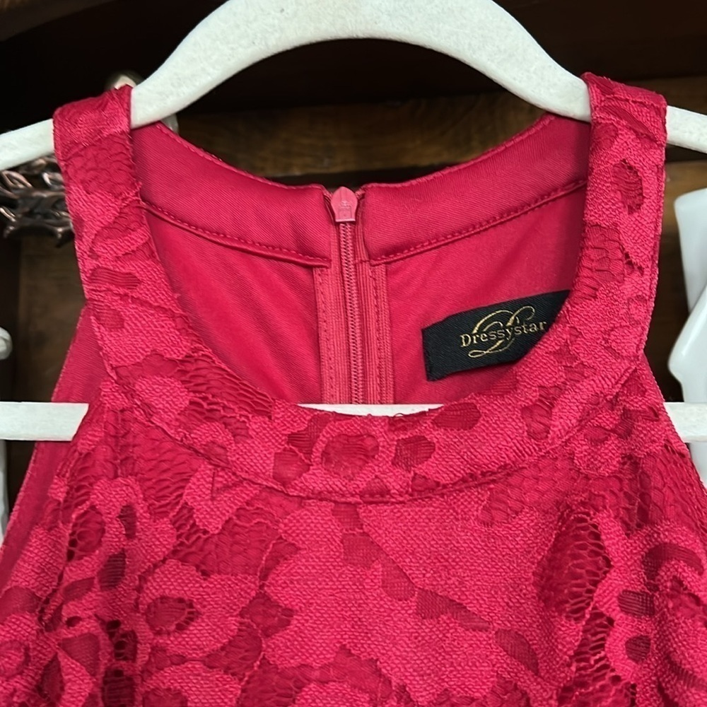 DRESSYSTAR Deep Valentines Red Halter Style Lined High Low Dress, Sz Large, GUC. - Picture 4 of 9